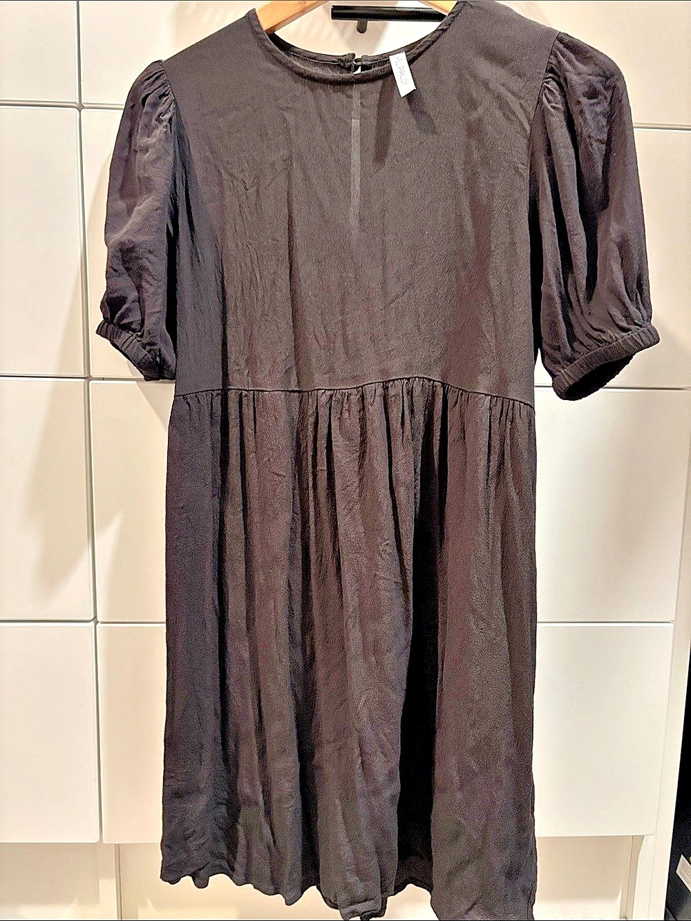 Rachel Pally Black Puff Sleeve Midi Babydoll Dress Like New